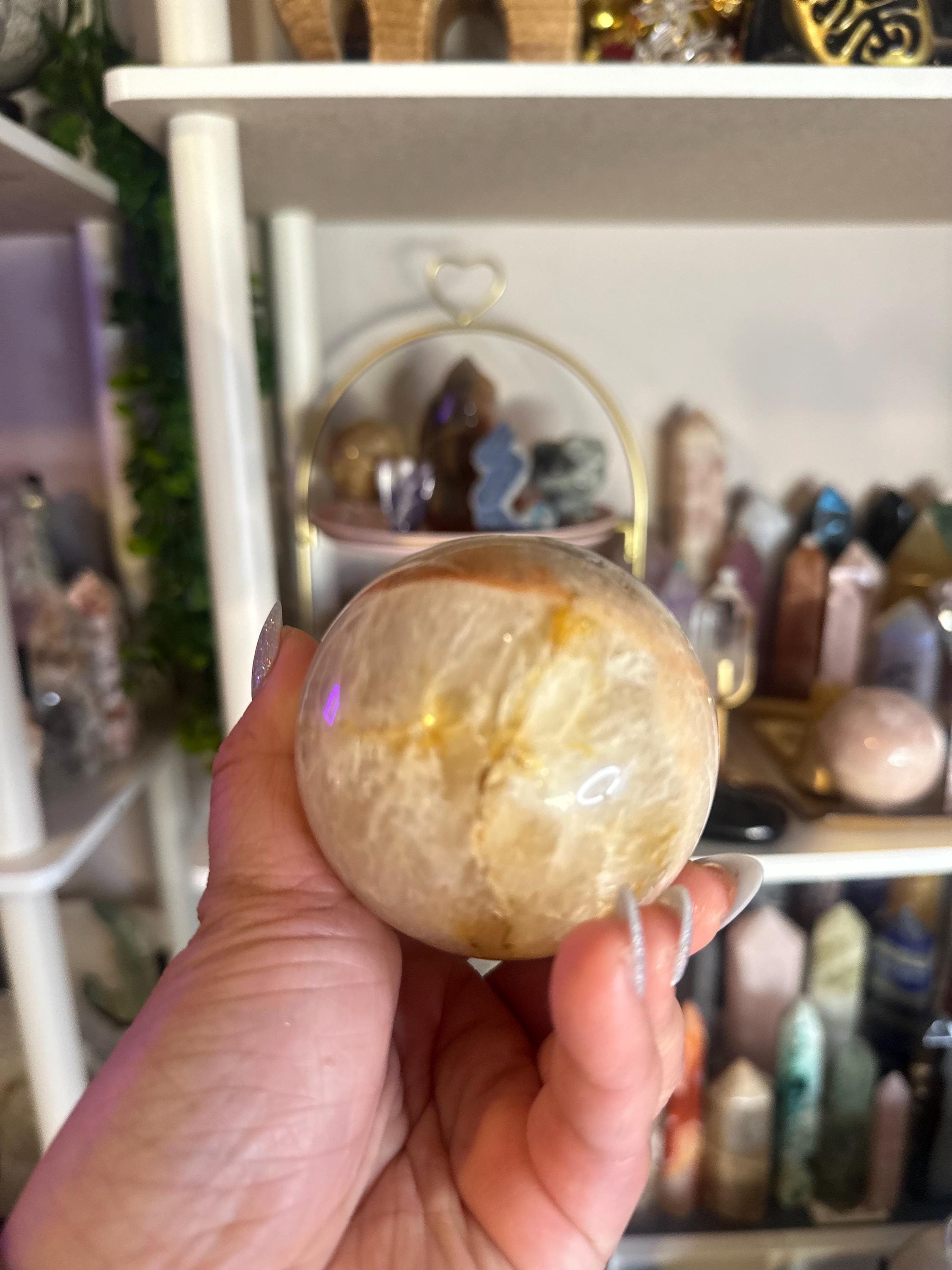 Crystal + Rocks | Unique + Druzy | Pink Amethyst + Flower Agate Sphere | 2.75in