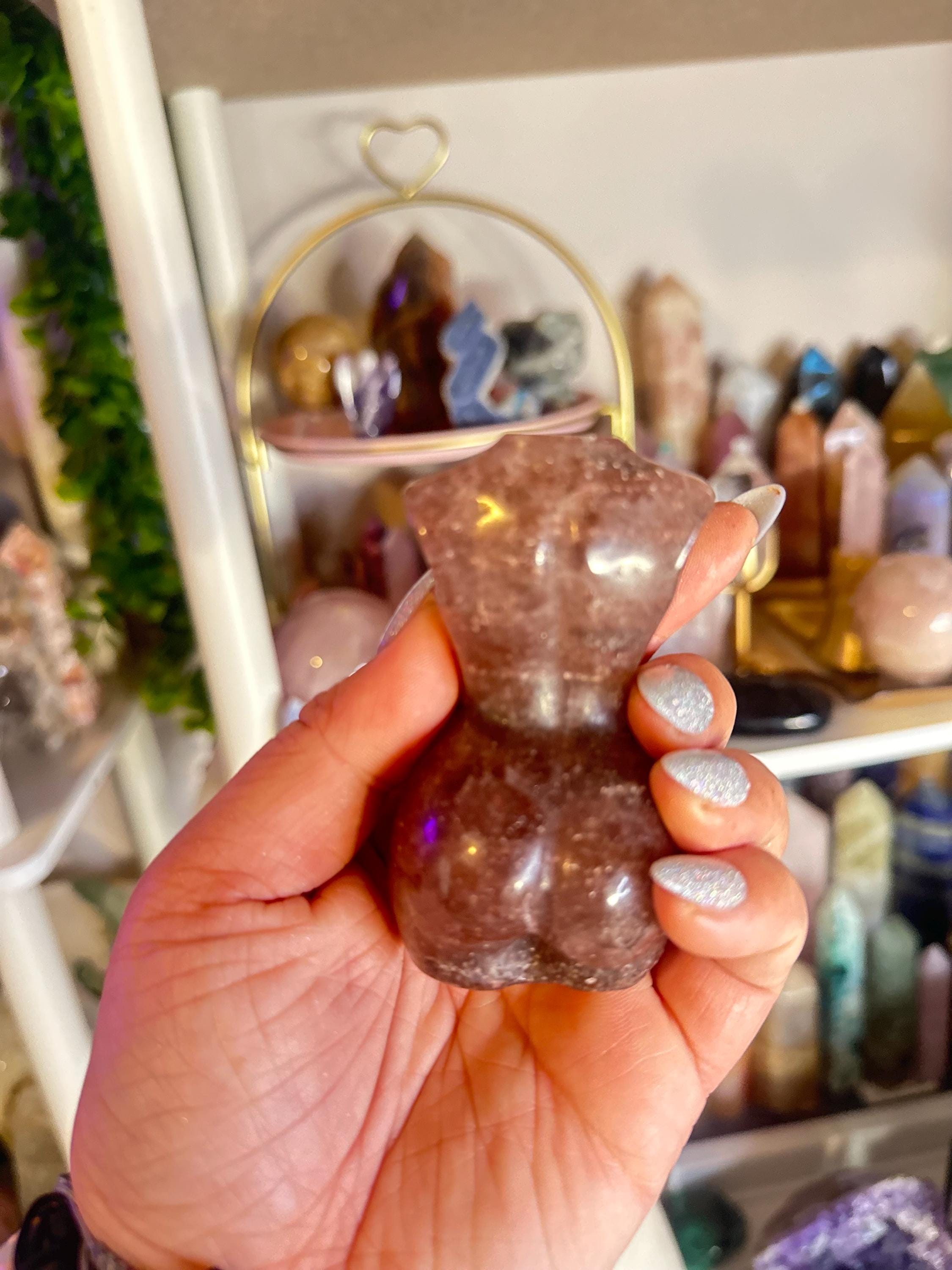 Crystal + Rocks | Bundle of 2 | Strawberry Quartz Male + Female Figurines Body | 4in