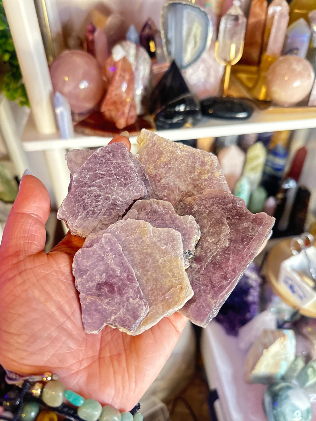 Crystal + Rocks | Intuitive Pick | Sparky Metallic Purple Lepidolite Mica Slabs | 3-4in