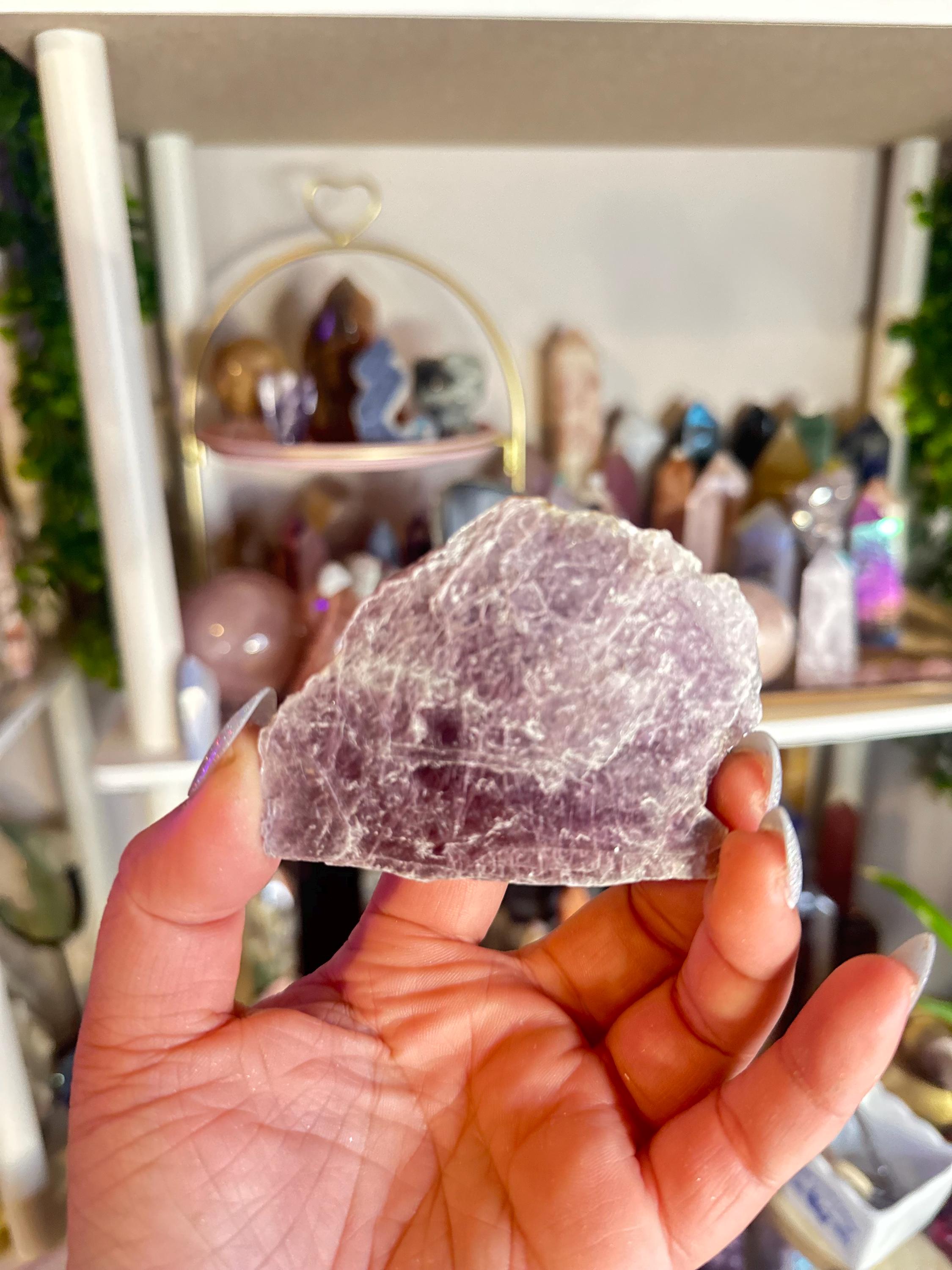 Crystal + Rocks | Intuitive Pick | Sparky Metallic Purple Lepidolite Mica Slabs | 3-4in