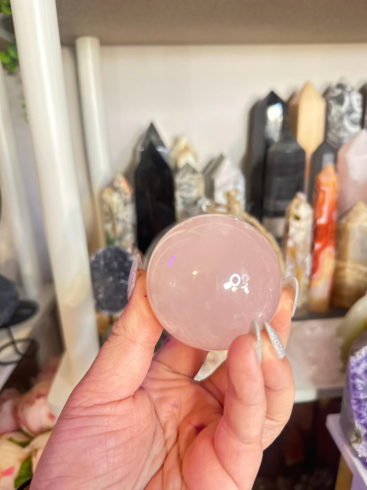 Crystal, Minerals + Rocks | Intuitive Pick | Super Juicy + Gemmy High Quality 6 STAR ASTERISM Rose Quartz Sphere | 2.5in