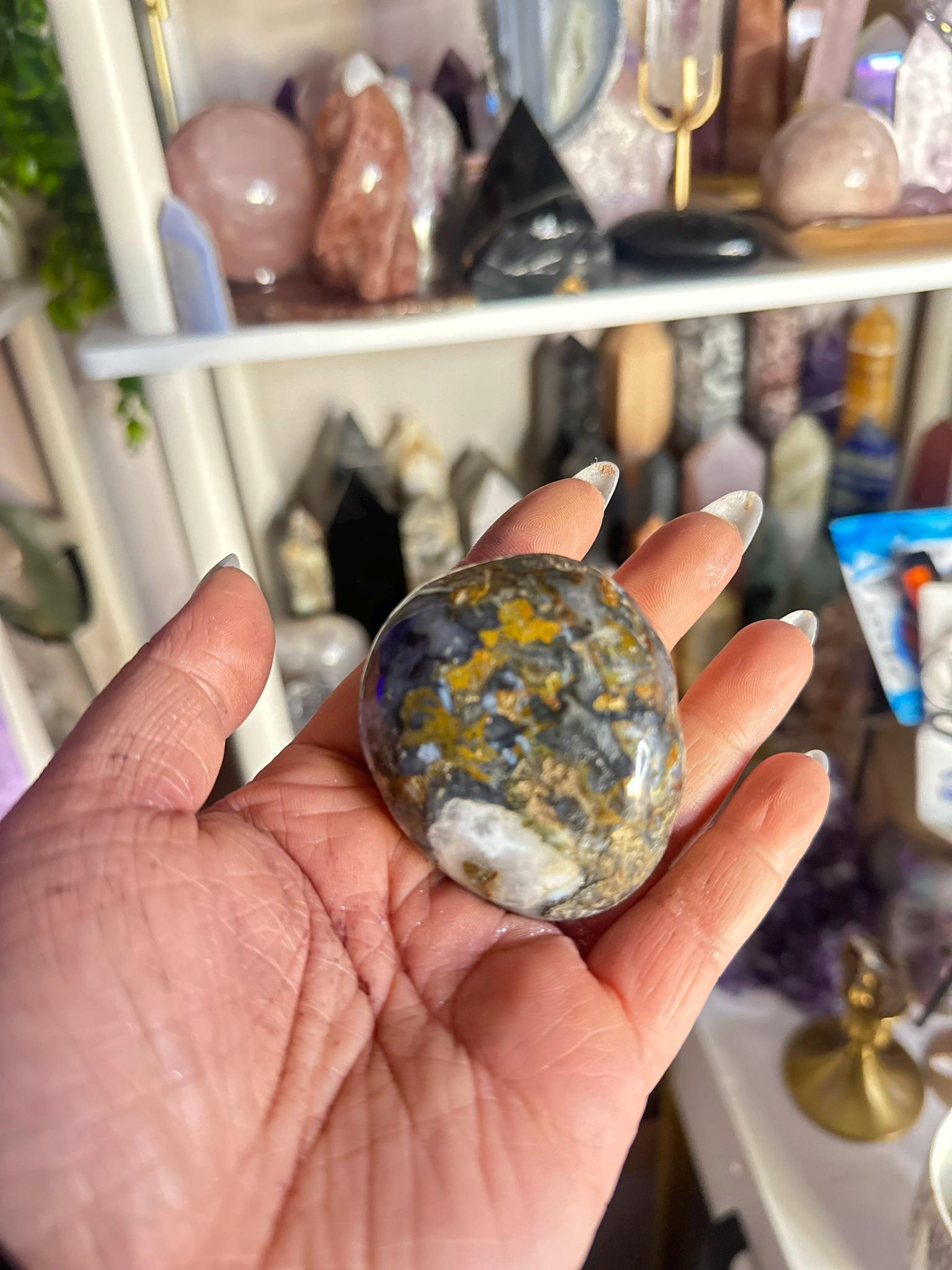 Crystal, Minerals + Rocks | Unique 8th Vein | Ocean Jasper Puffy Palm Stones | 2in