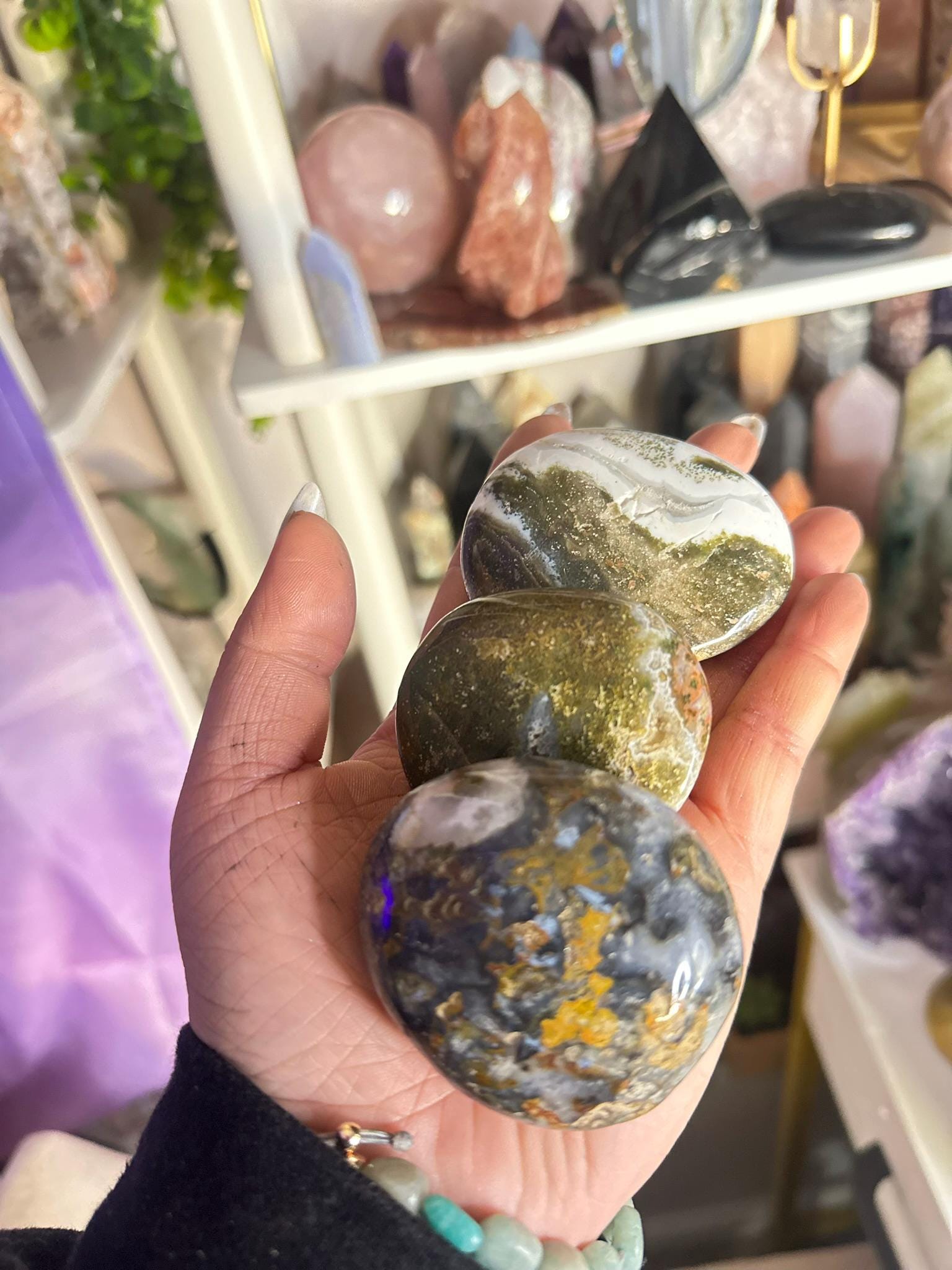 Crystal, Minerals + Rocks | Unique 8th Vein | Ocean Jasper Puffy Palm Stones | 2in