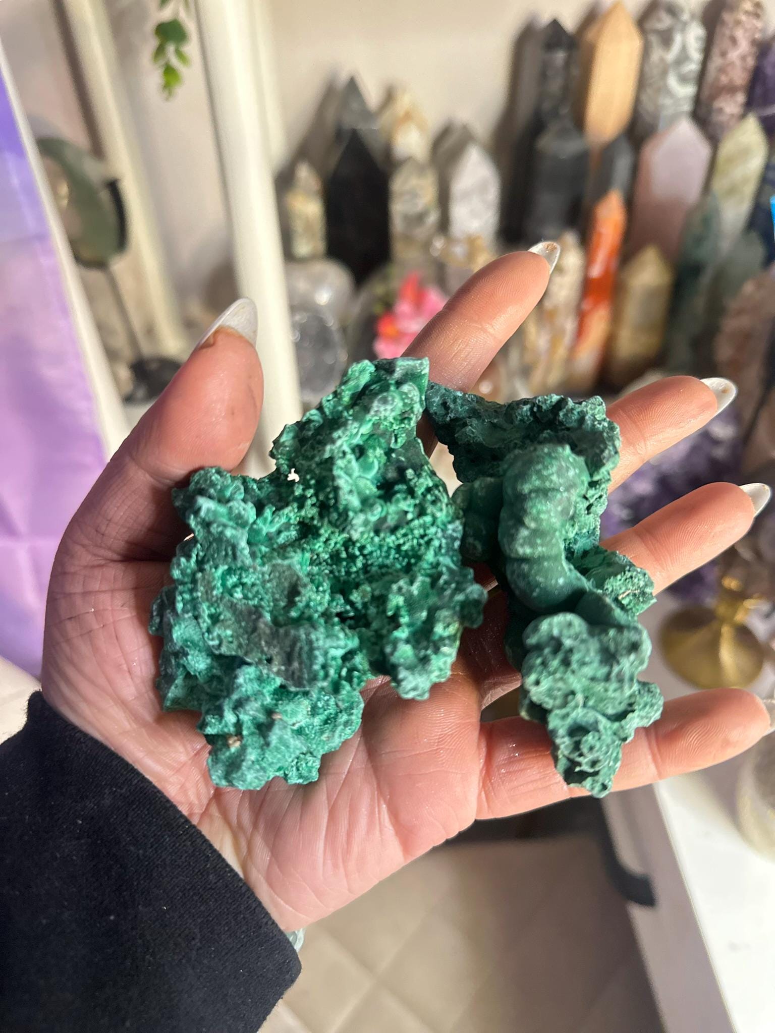 Crystal, Minerals + Rocks | Choose Your Favorite | High Quality Fibrous Velvet Malachite Clusters | 2- 4in