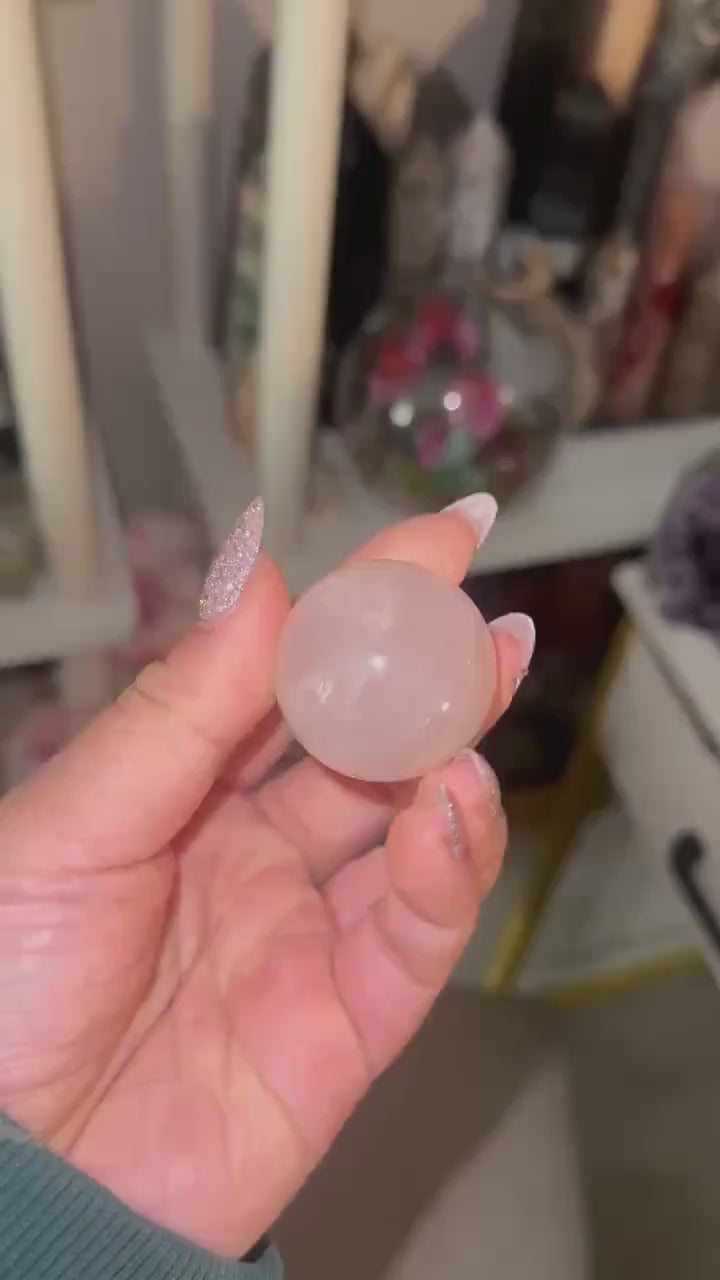 Crystal, Minerals + Rocks | High Quality Grade AAA | 6 Point Star Rose Quartz Spheres with Asterism | 1.5in